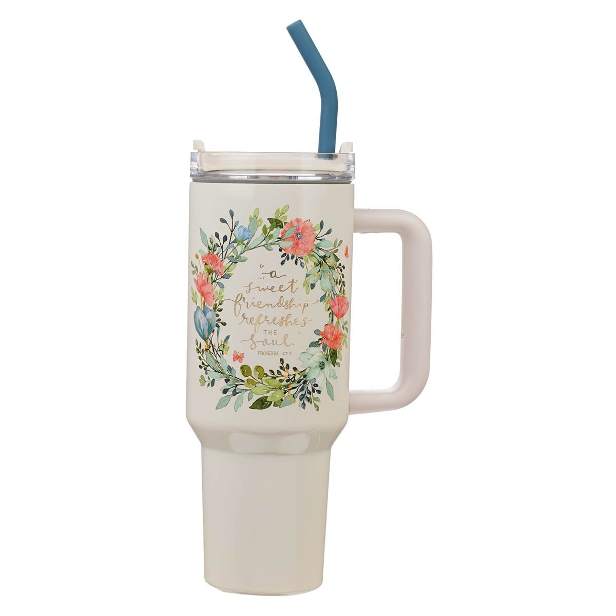 Sweet Friendship Stainless 40 oz Stainless Steel Tumbler with Straw – 27:9