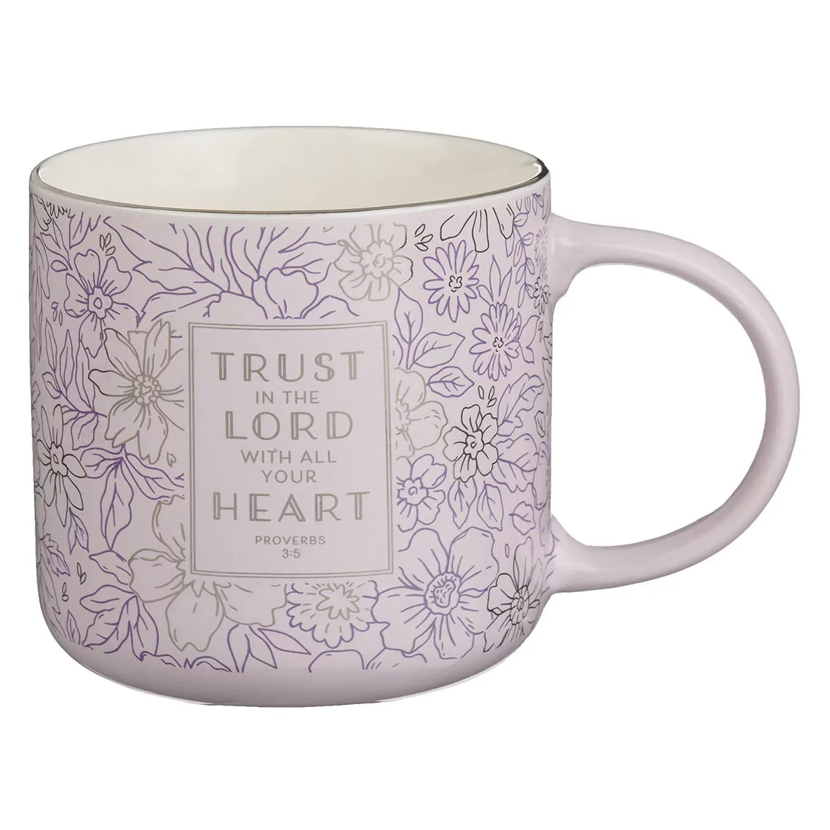 Trust in the Lord Purple Spring Floral Ceramic Coffee Mug – Proverbs 3:5