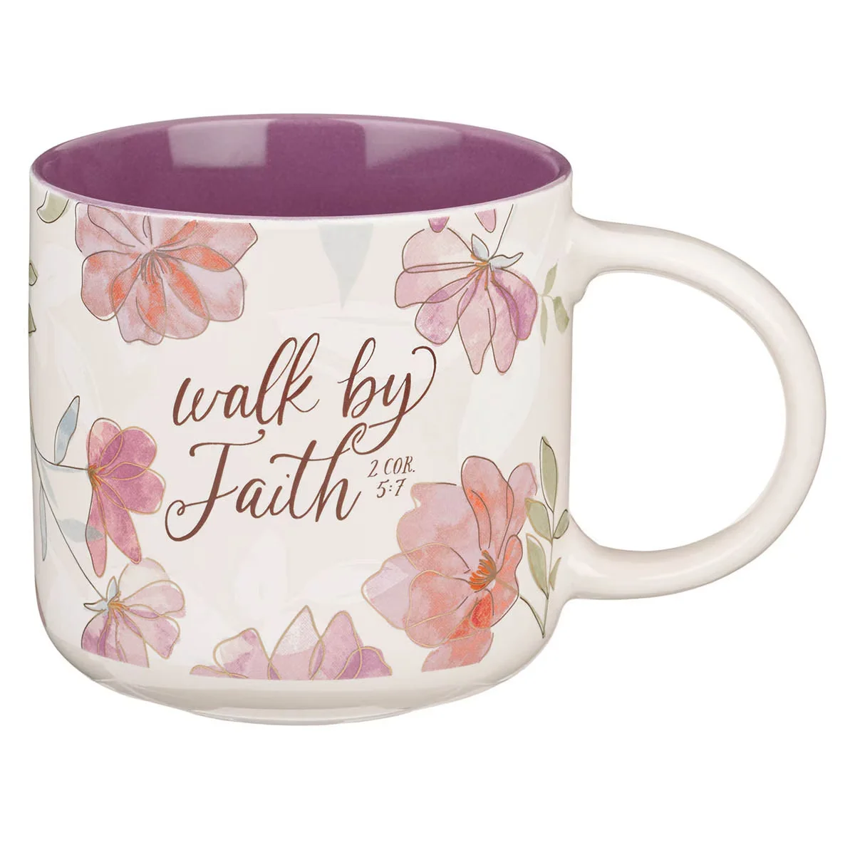 Walk by Faith Pink Cosmos Ceramic Mug – 2 Corinthians 5:7
