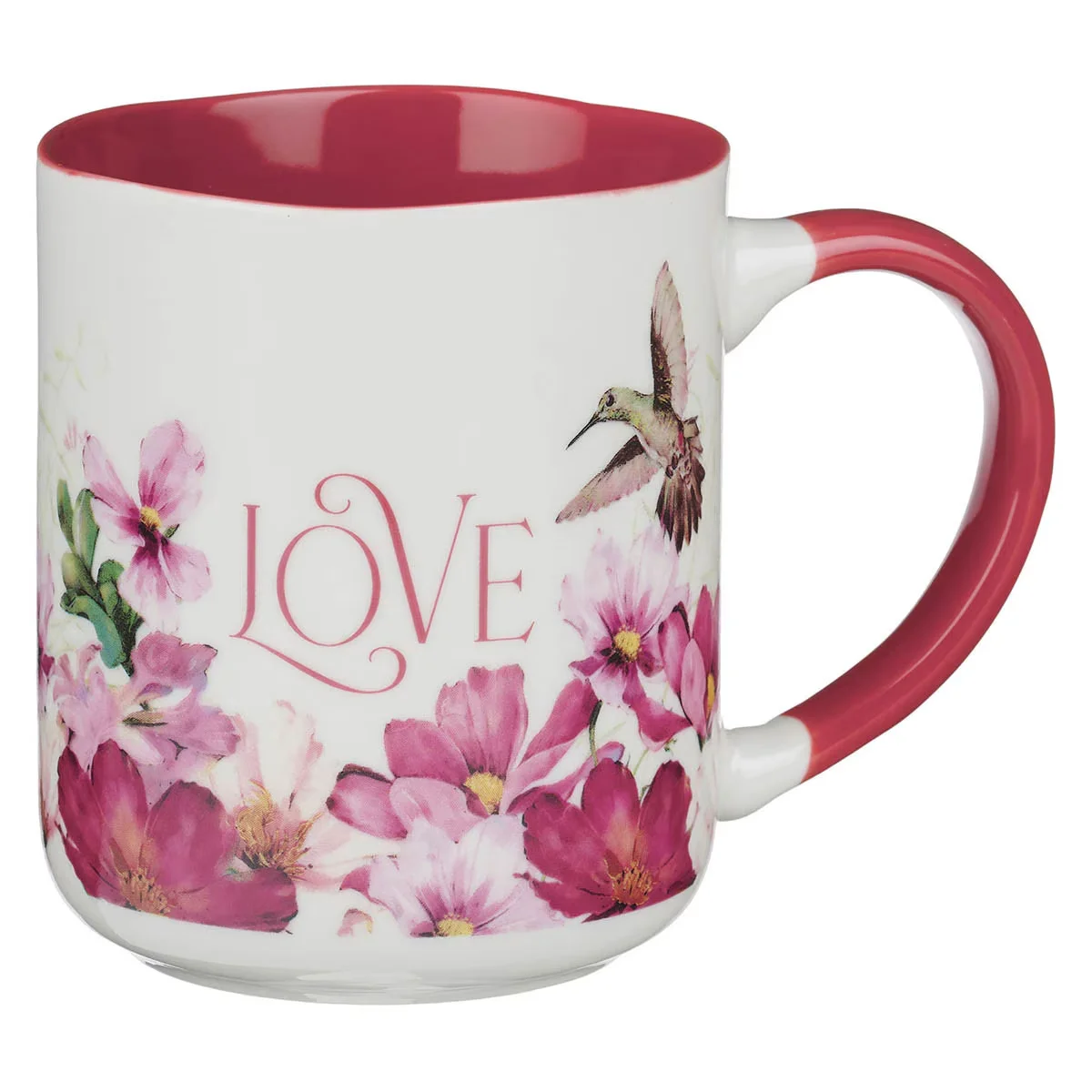 Love Cherry Pink Hummingbird Ceramic Coffee Mug – 1 Corinthians 13:4