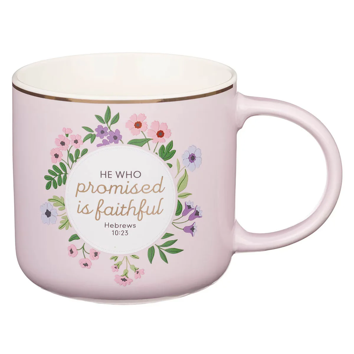 Faithful Promise Pink Floral Ceramic Coffee Mug – Hebrews 10:23