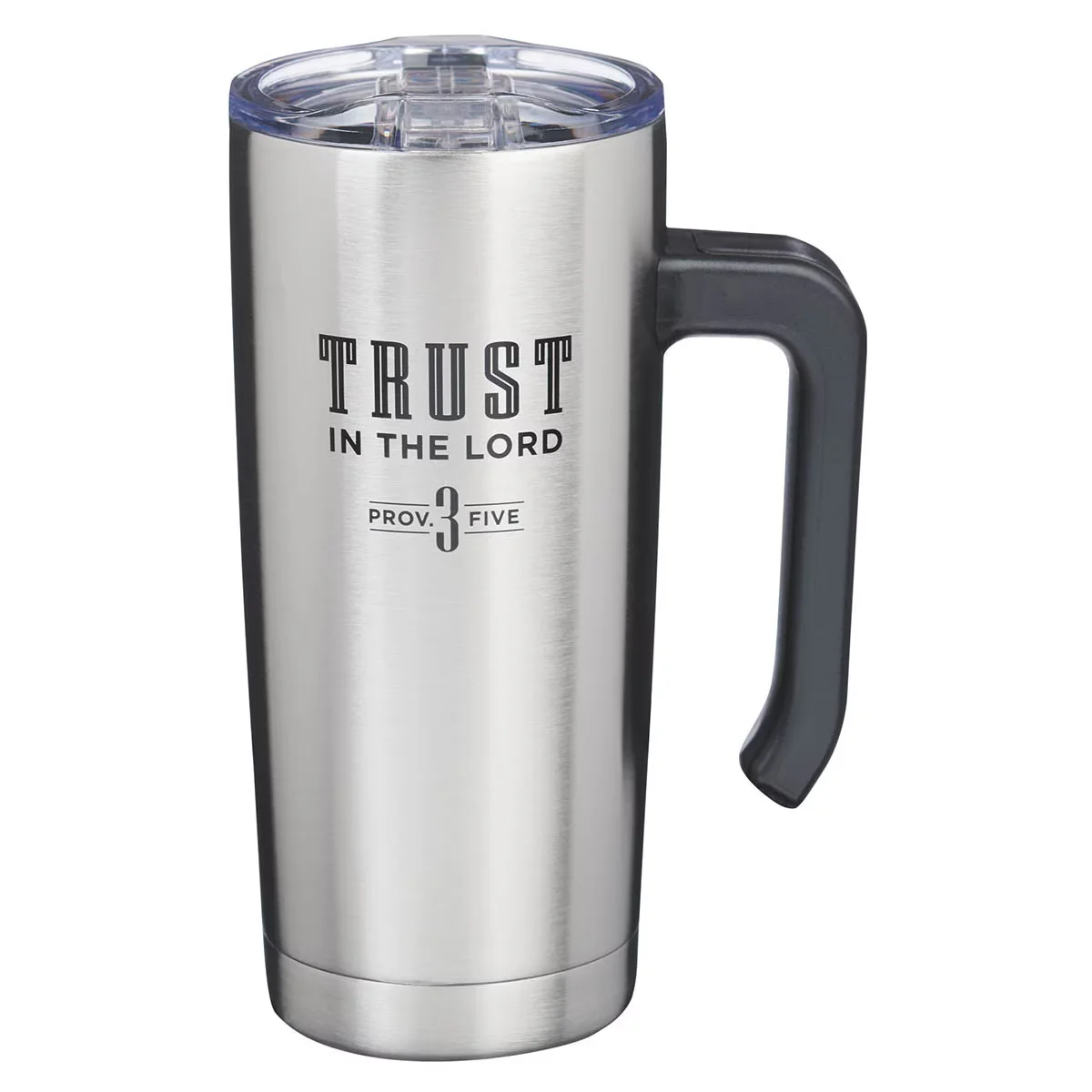 Trust in the Lord Stainless Steel Travel Mug with Handle – Psalm 3:5