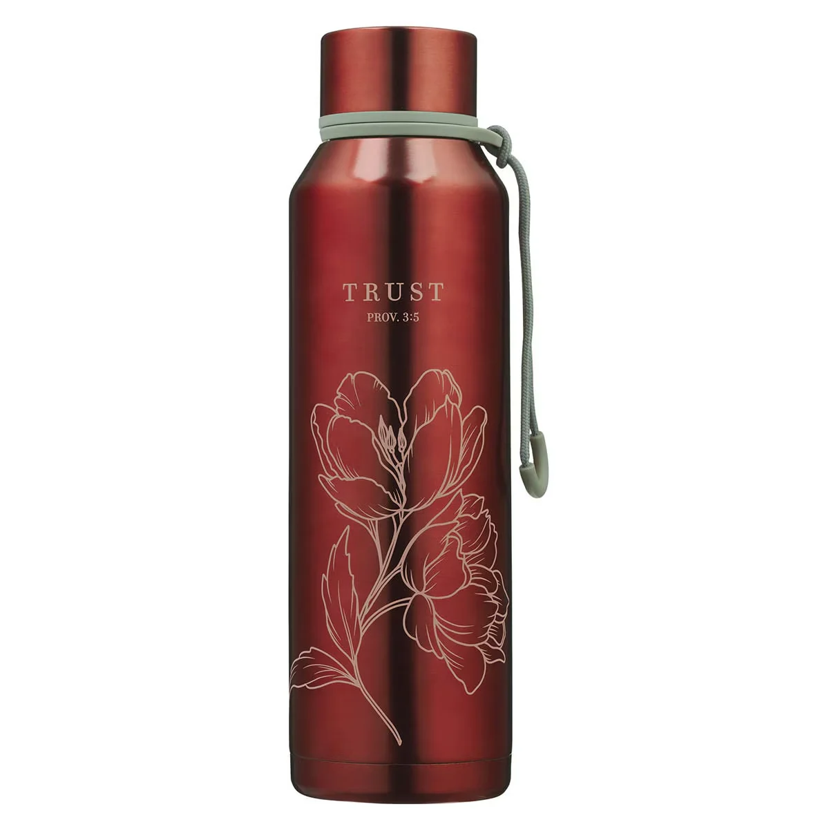 Trust Metallic Pomegranate Red Stainless Steel Water Bottle – Proverbs 3:5