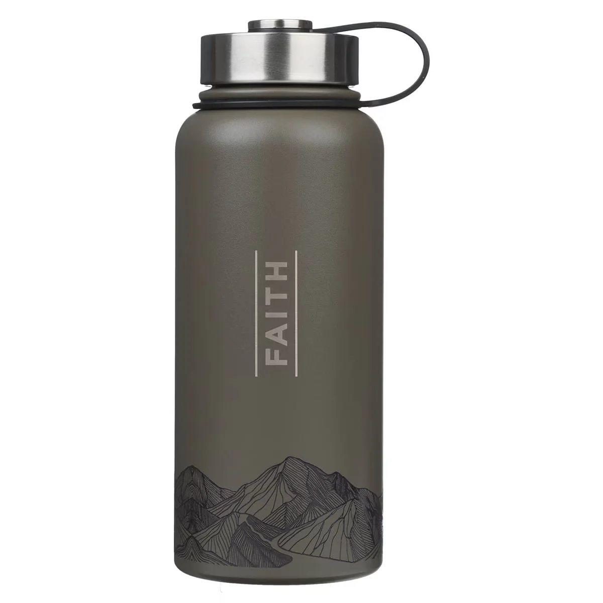 Faith Dusty Brown Stainless Steel Water Bottle – Matthew 17:20