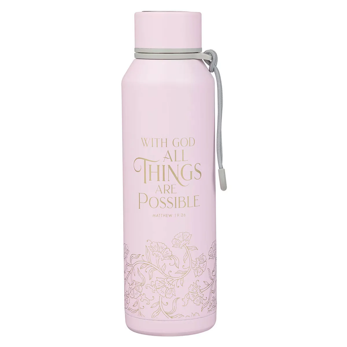 Things Are Possible Pink Stainless Steel Water Bottle – Matthew 19:26