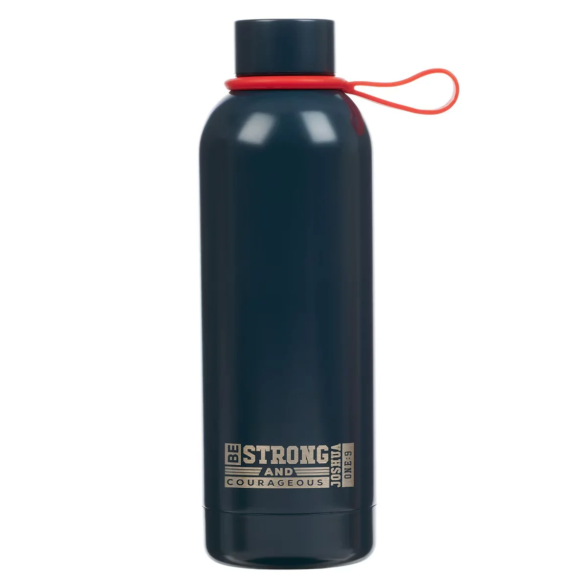 Strong and Courageous Blue Stainless Steel Water Bottle – Joshua 1:9