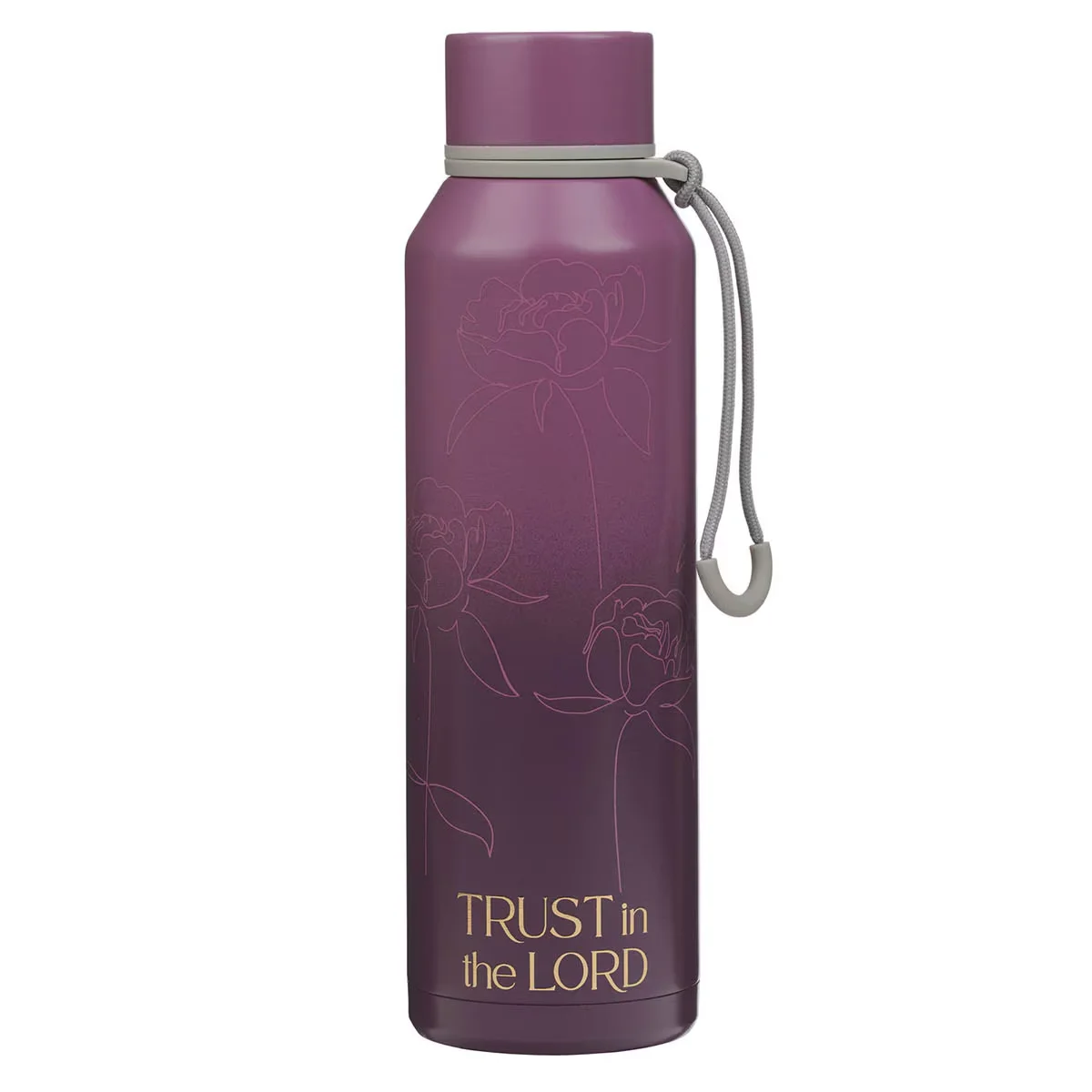 Trust in the Lord Plum Floral Stainless Steel Water Bottle – Proverbs 3:5
