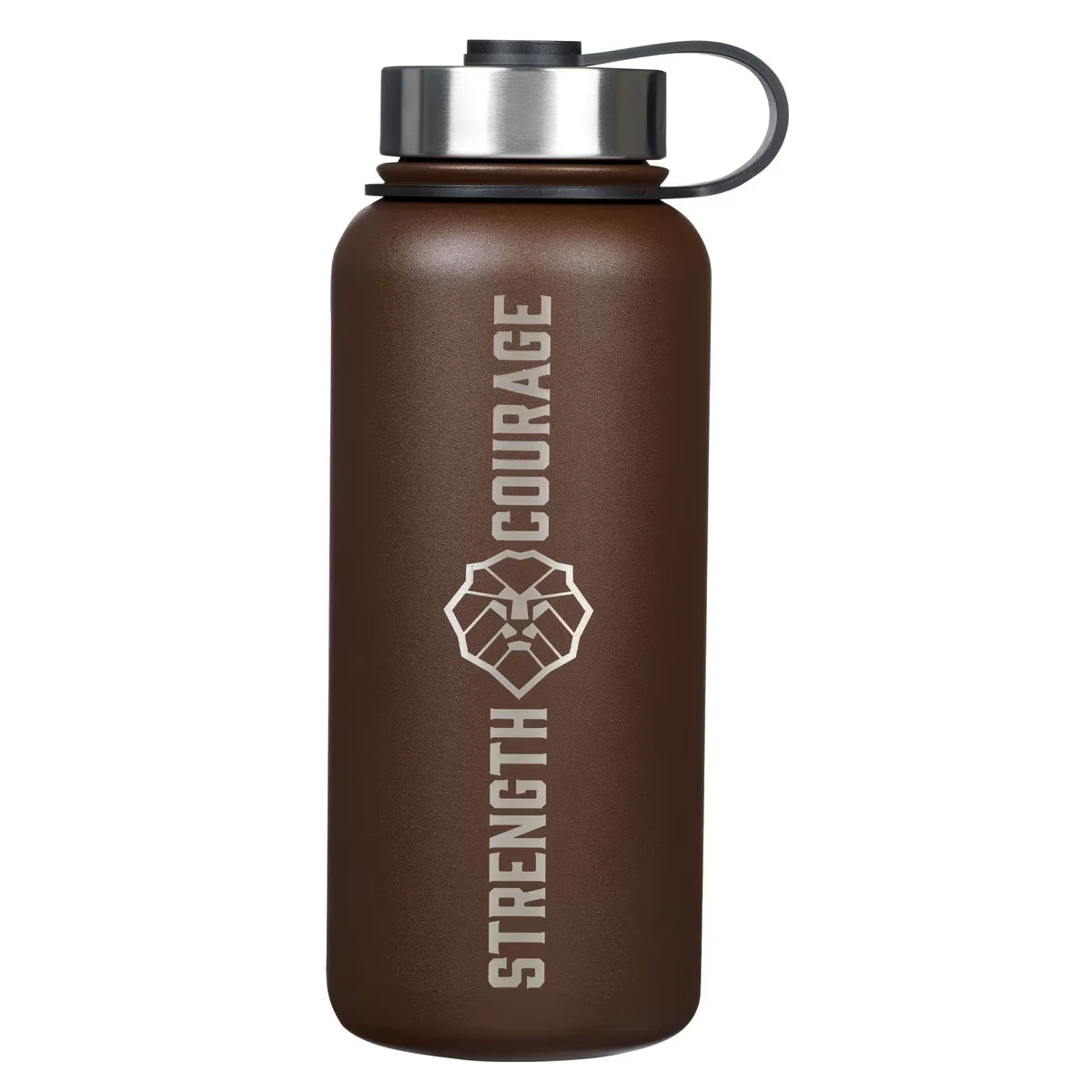 Strength and Courage Brown Stainless Steel Water Bottle – Joshua 1:9